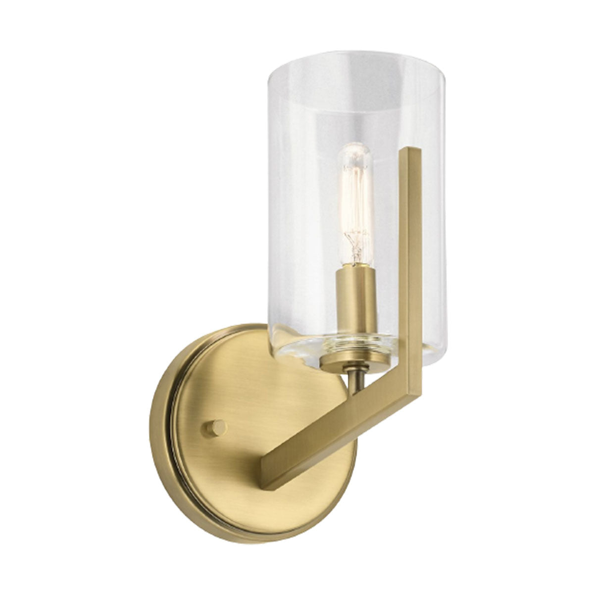 Single Wall Light in Brushed Natural Brass Finish