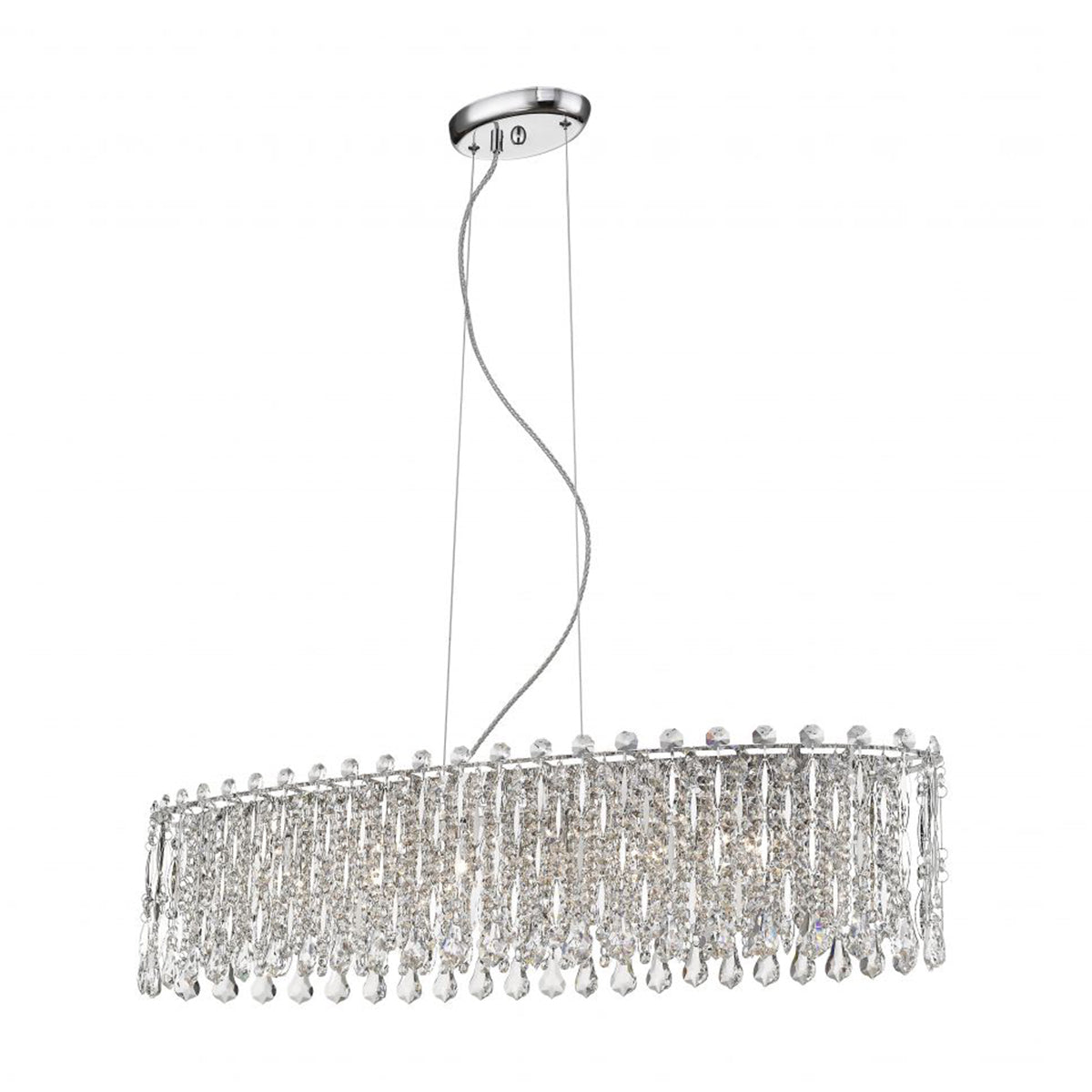 Lustre oblong en cristal chromé Forli