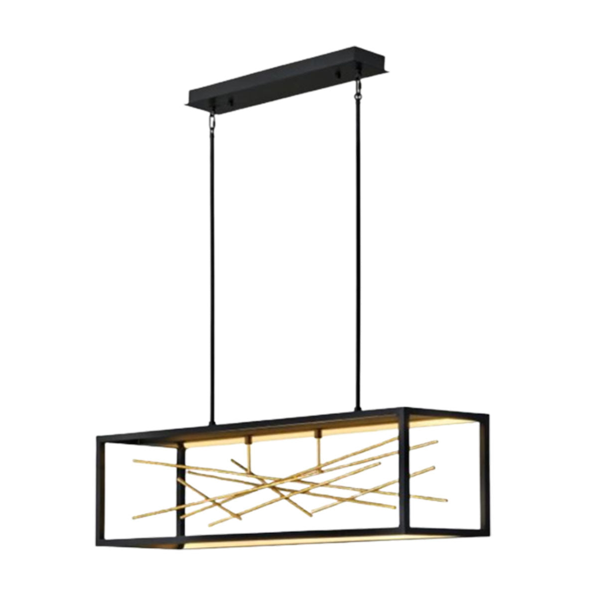 LED-Insel-Pendelleuchte mit schwarzem und goldenem Finish