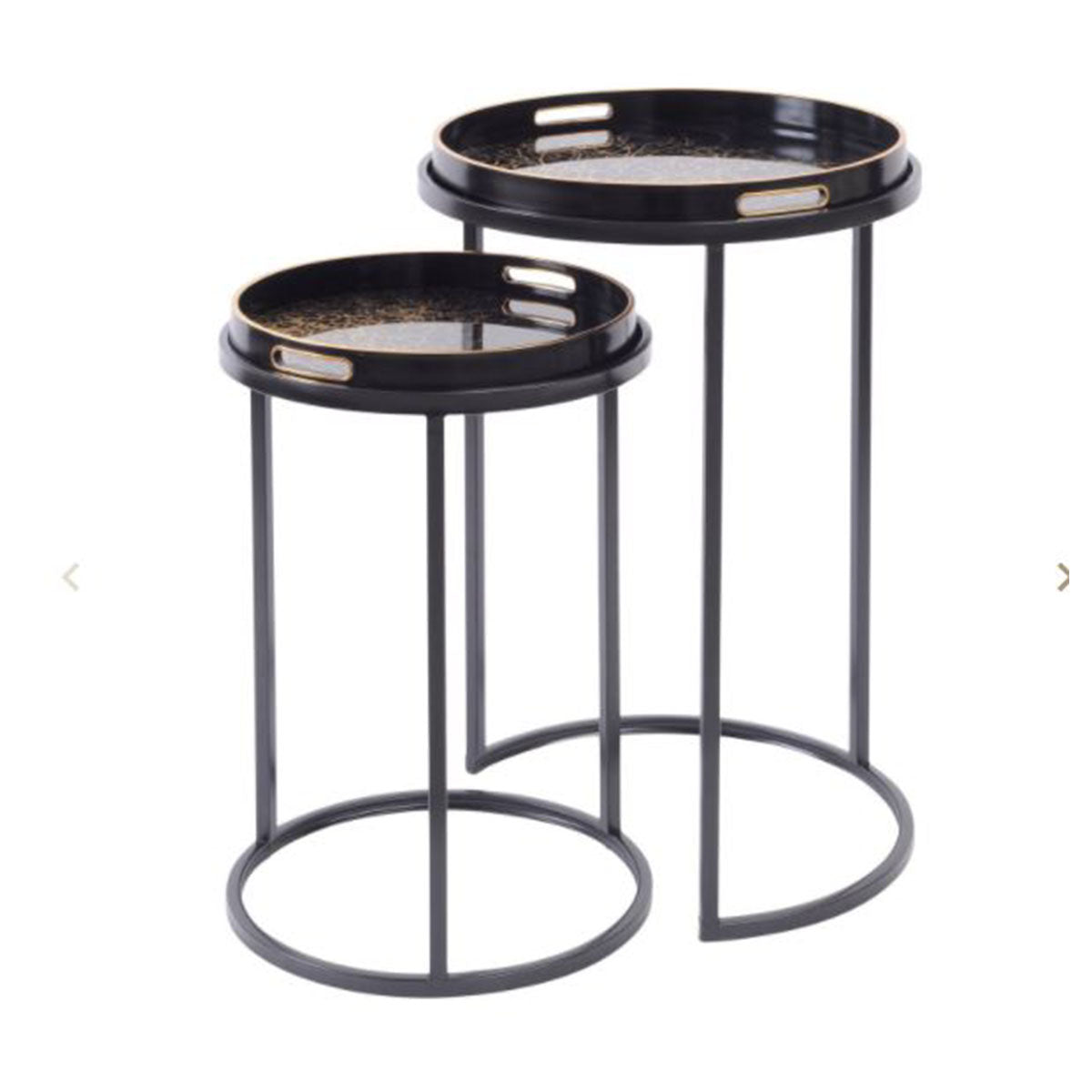 Coral Design Nesting Side Tables Set of Two Tray