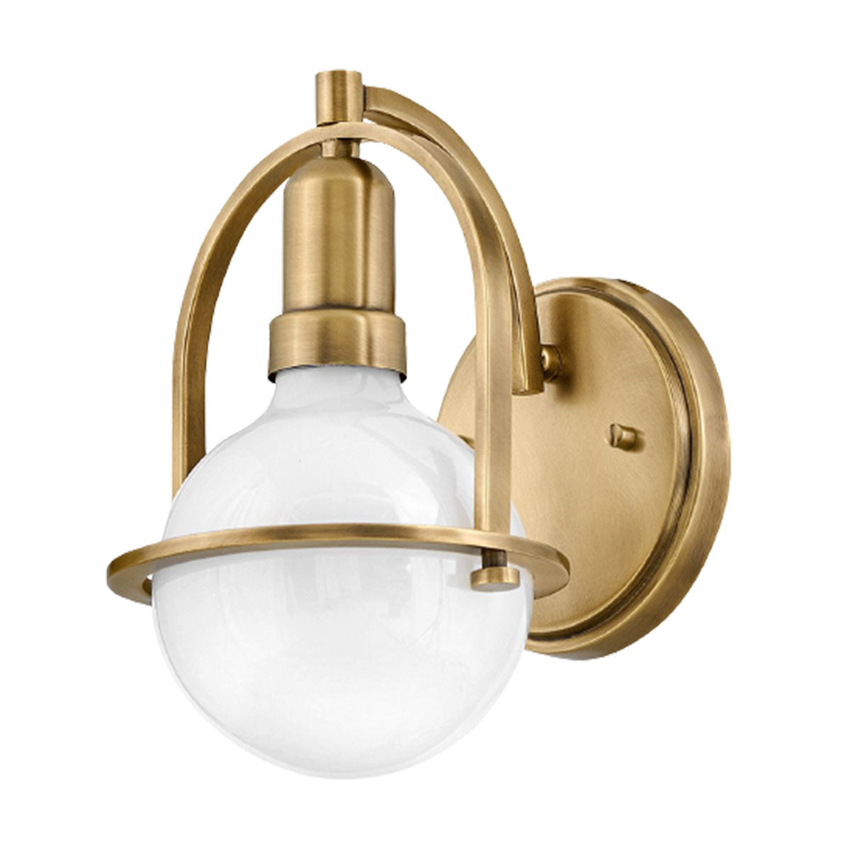 Single Wall Light In Heritage Brass With Opal Lamp Bulb