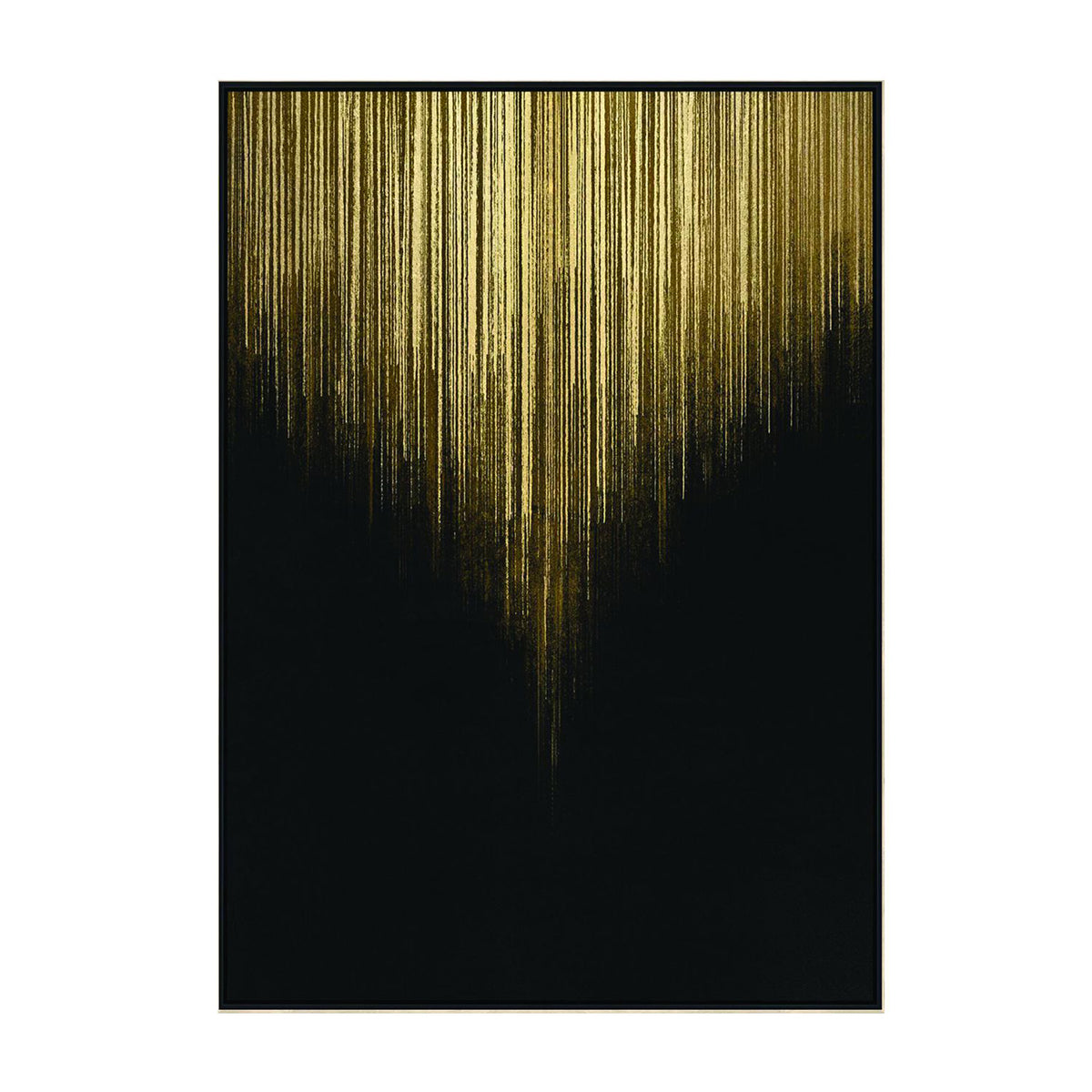 Gerahmte Leinwand mit goldenem Regen, 140 x 100 cm