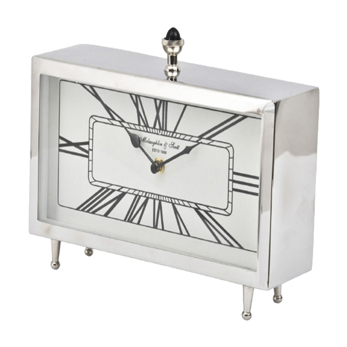 Horloge de table rectangulaire en nickel Nebolo