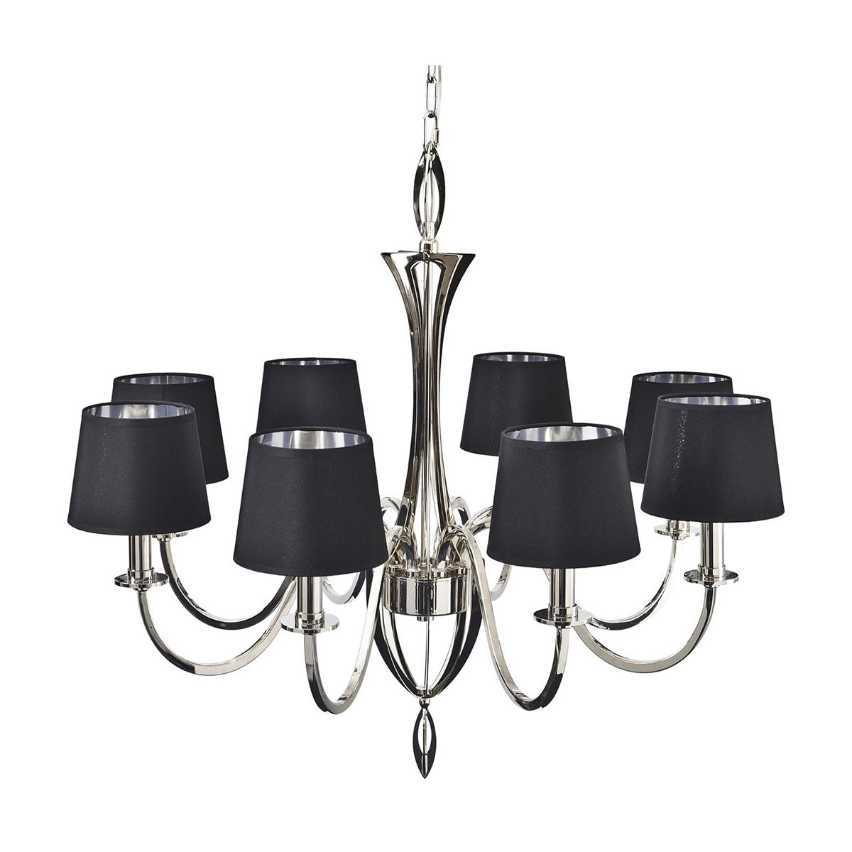 Nickel-Kronleuchter mit schwarzen Schirmen