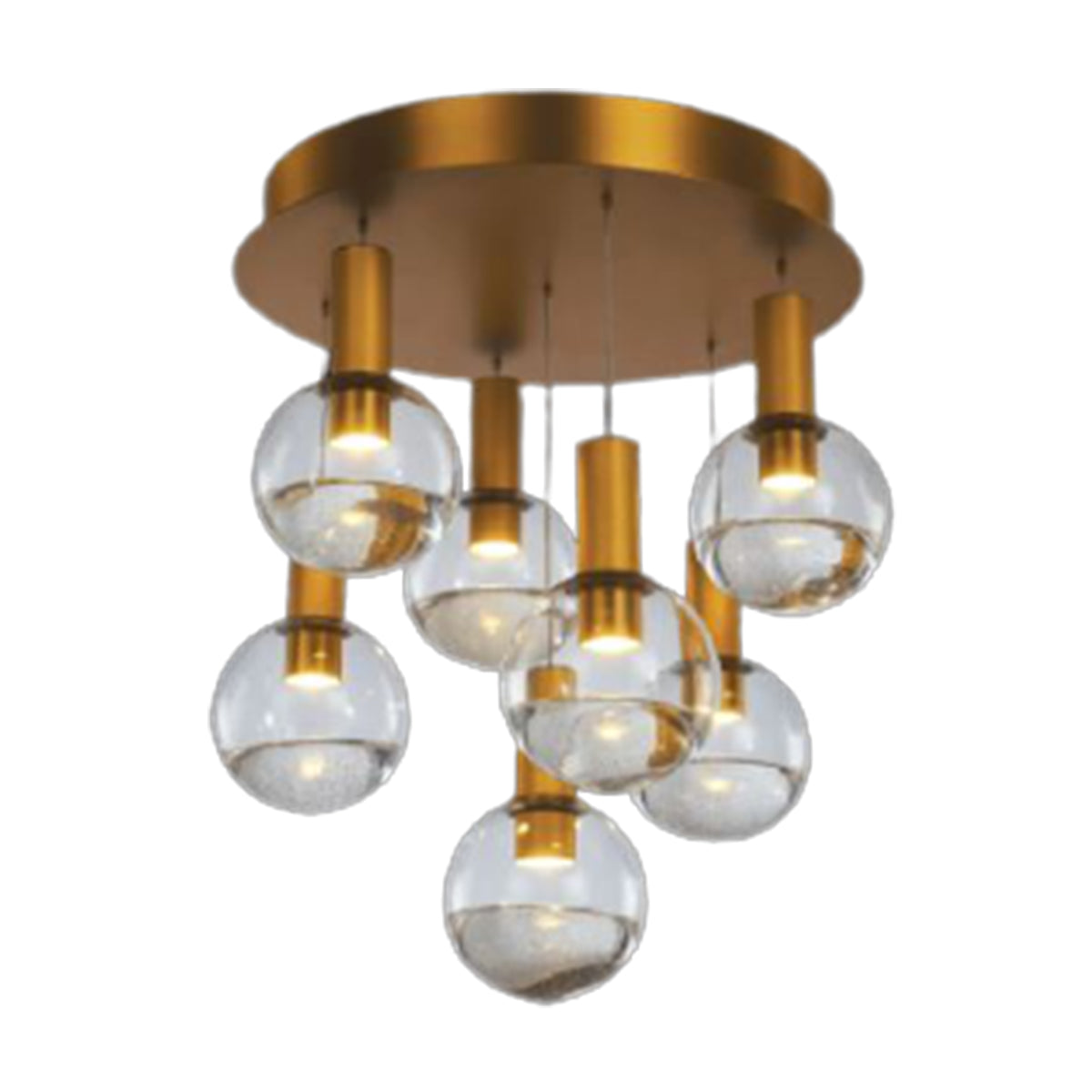 Mio 7 Light Flush (Brass & Clear Glitter Glass) Ceiling Light