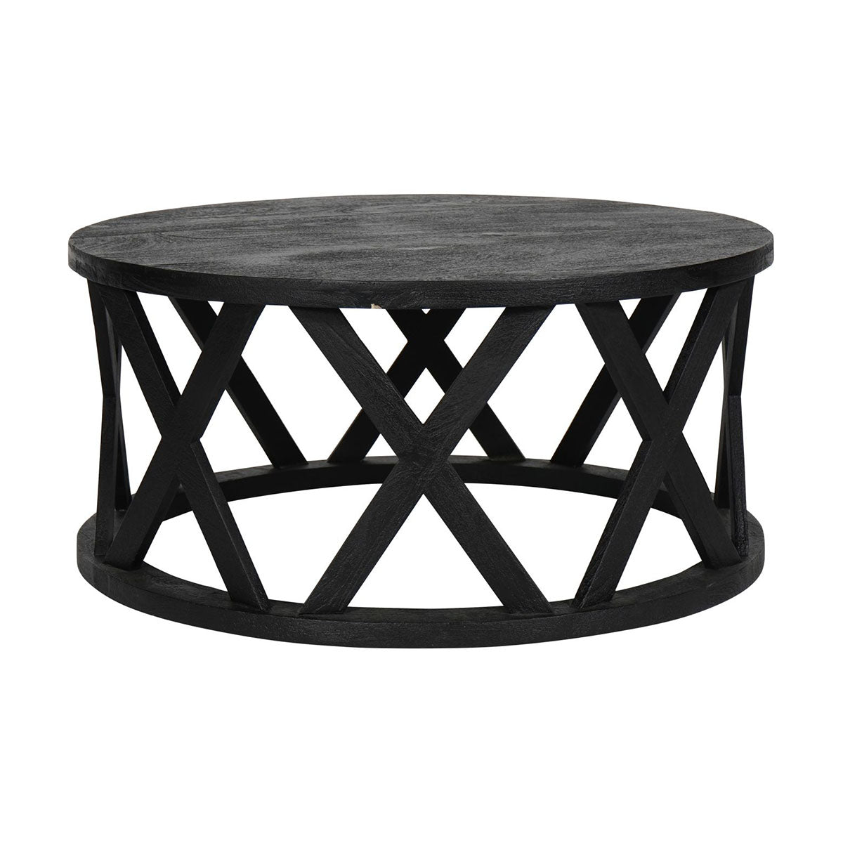 Table basse en bois massif Cali en noir