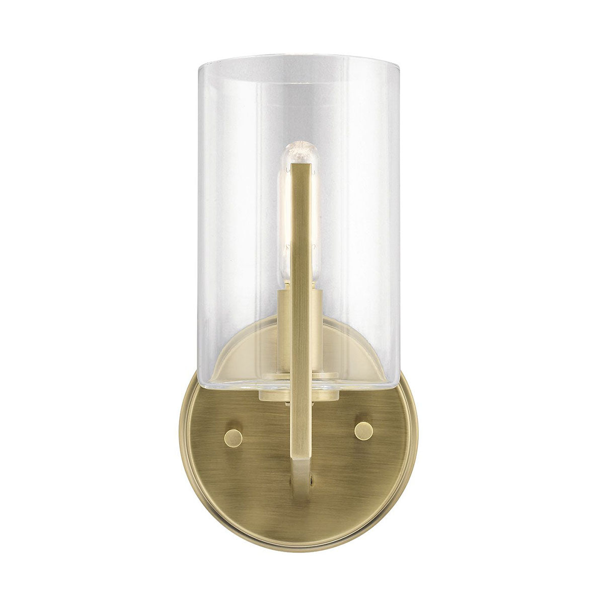 Single Wall Light in Brushed Natural Brass Finish