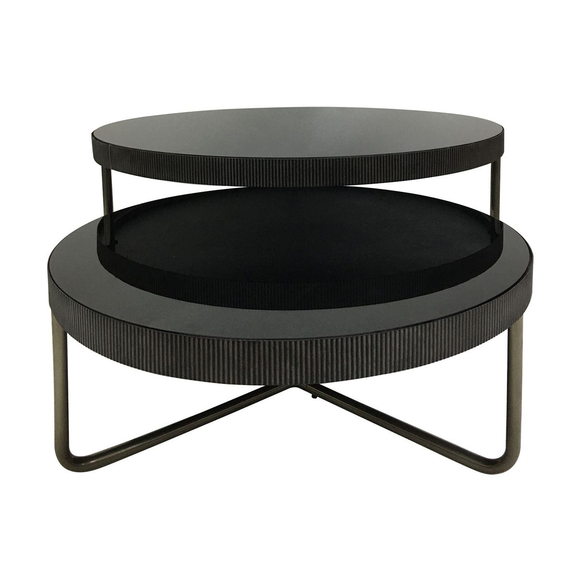 Knightsbridge Round Coffee Table with Black Tinted Glass