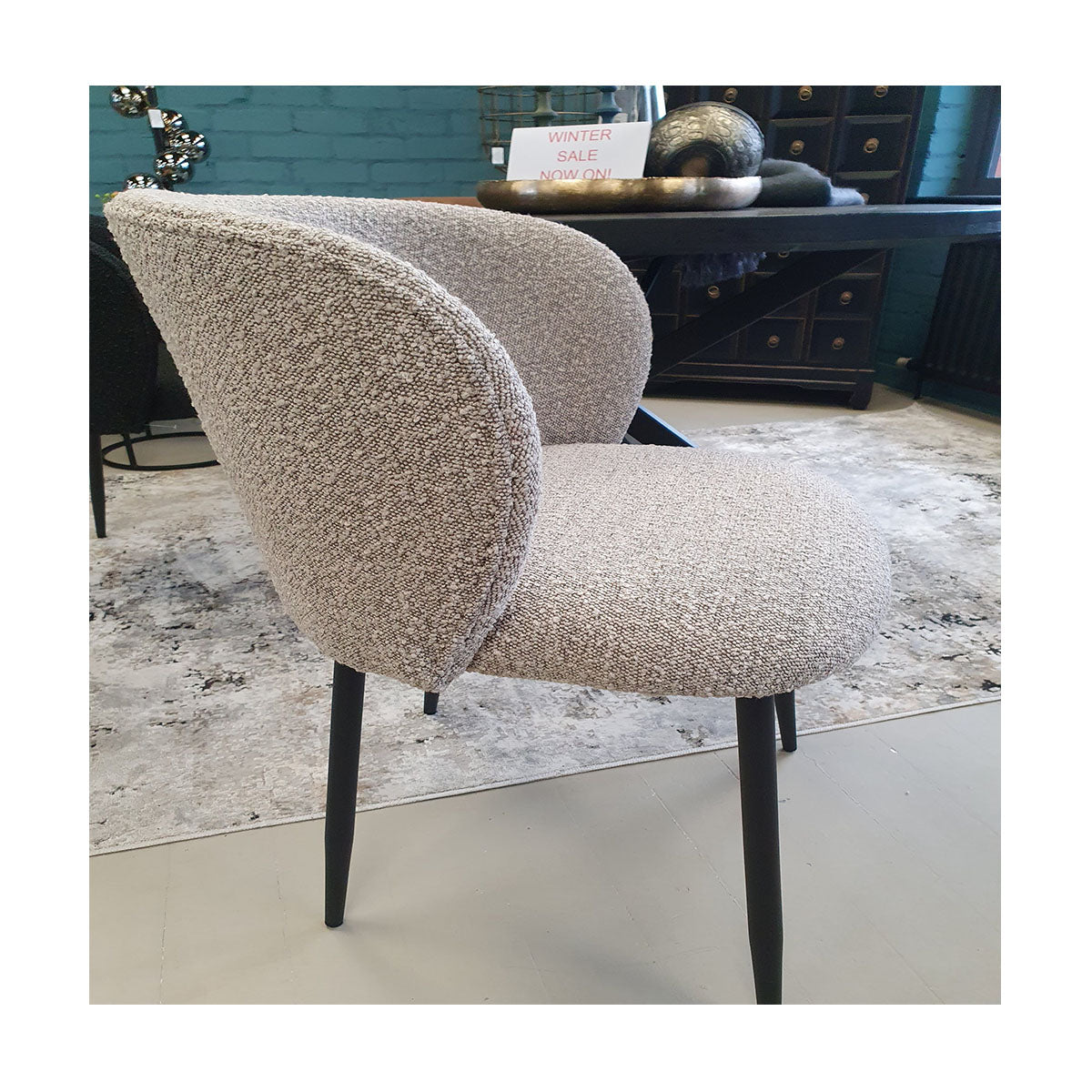 Belle Grey Boucle Dining Chair - Pair