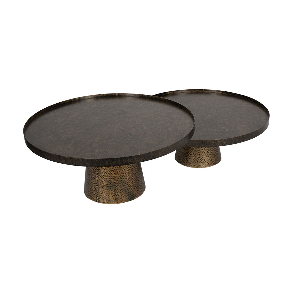 Sandbanks – ensemble de 2 tables basses en fer, couleur or antique rustique
