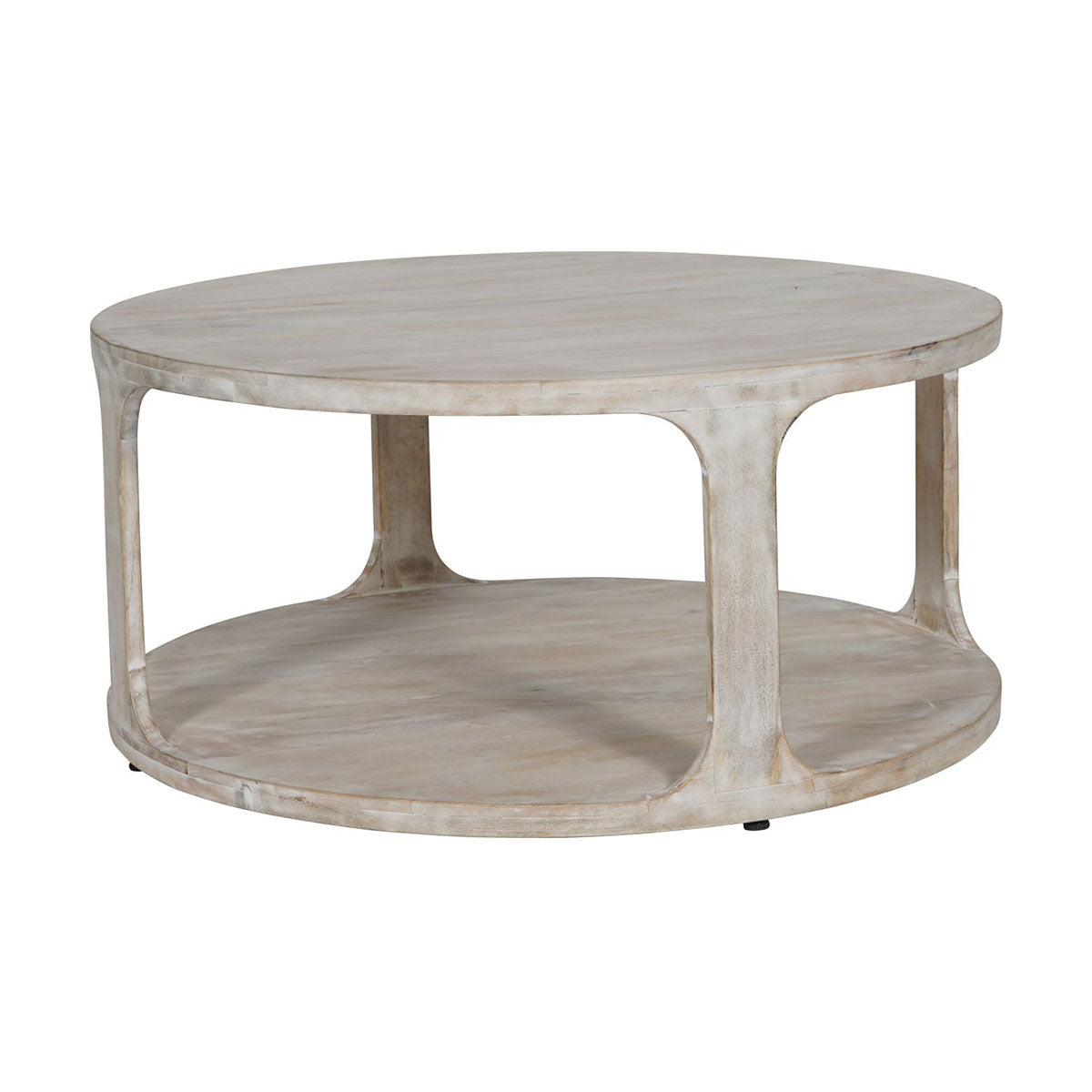 Table basse en bois massif sculpté Beadnell au fini blanchi à la chaux