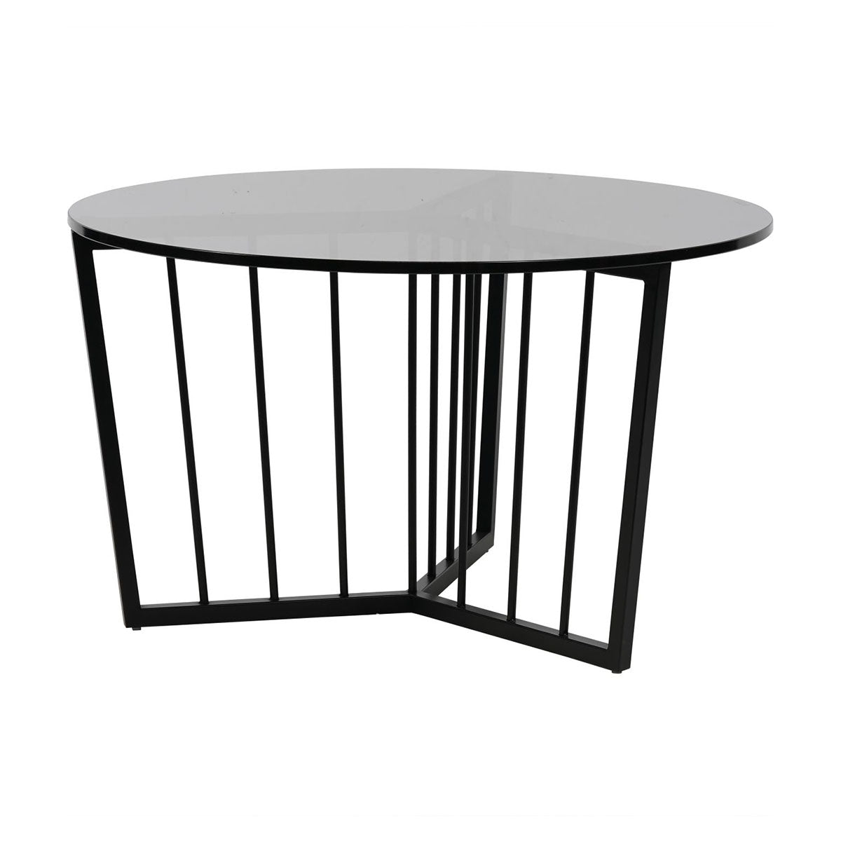 Table basse ronde avec cadre noir et verre teinté Abington
