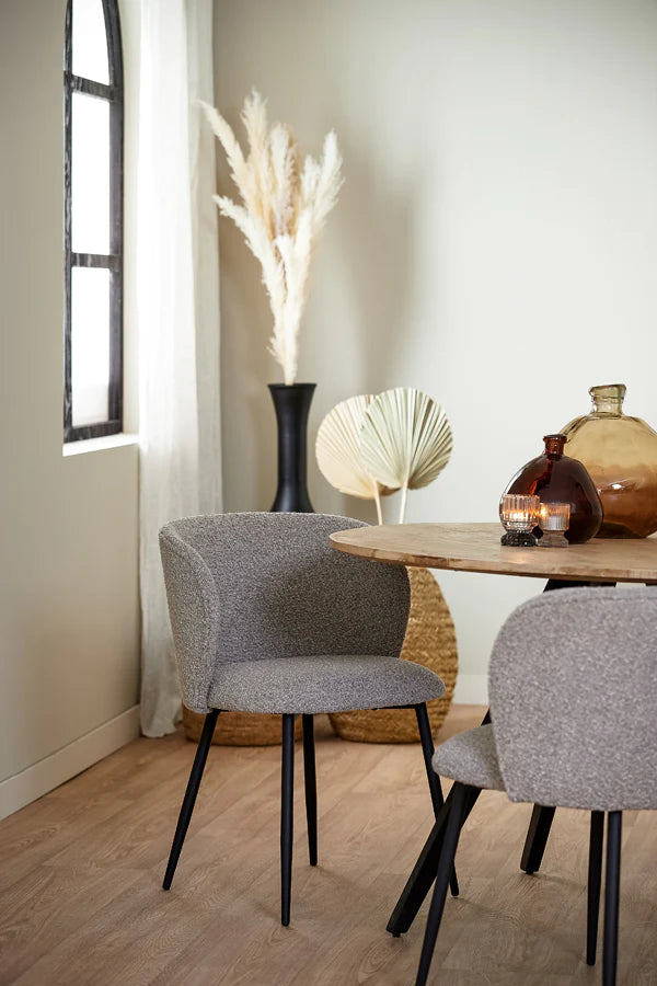 Belle Grey Boucle Dining Chair - Pair