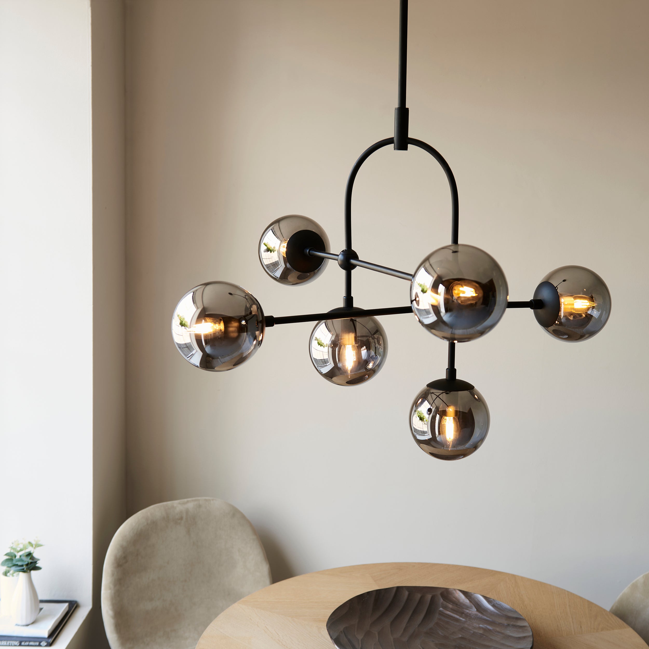 Matt Black 6 Light Pendant