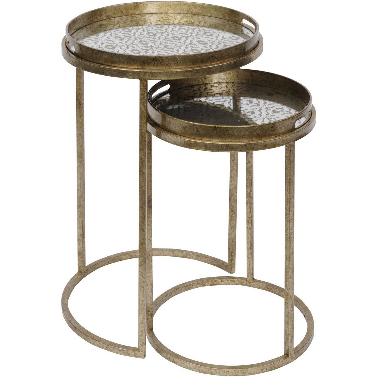 Wiener Antik-Goldatlas-Couchtisch mit Tablett