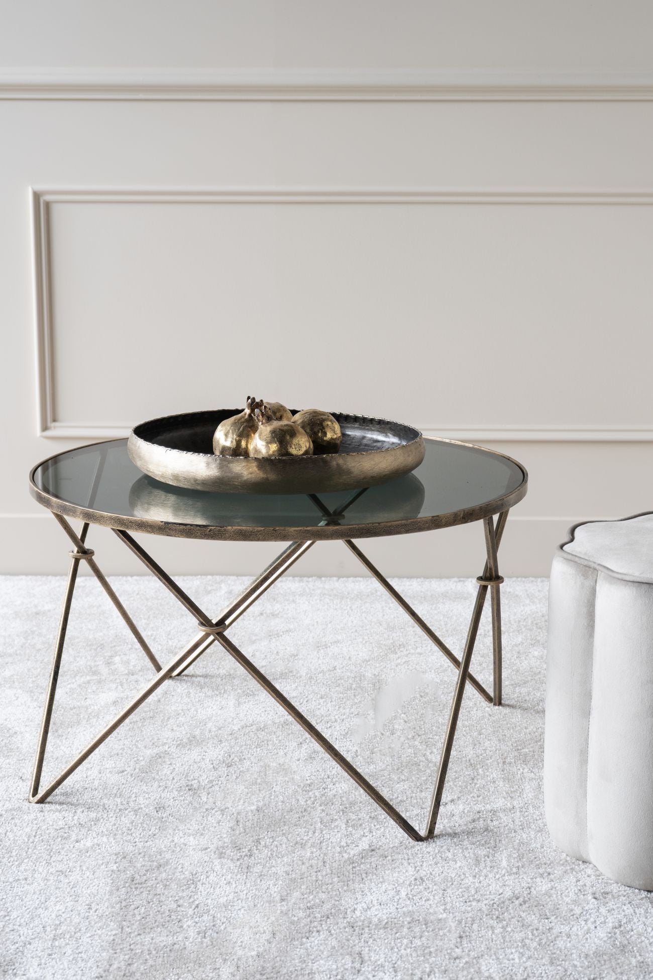 Sassari Antique Gold And Smoke Glass Coffee Table