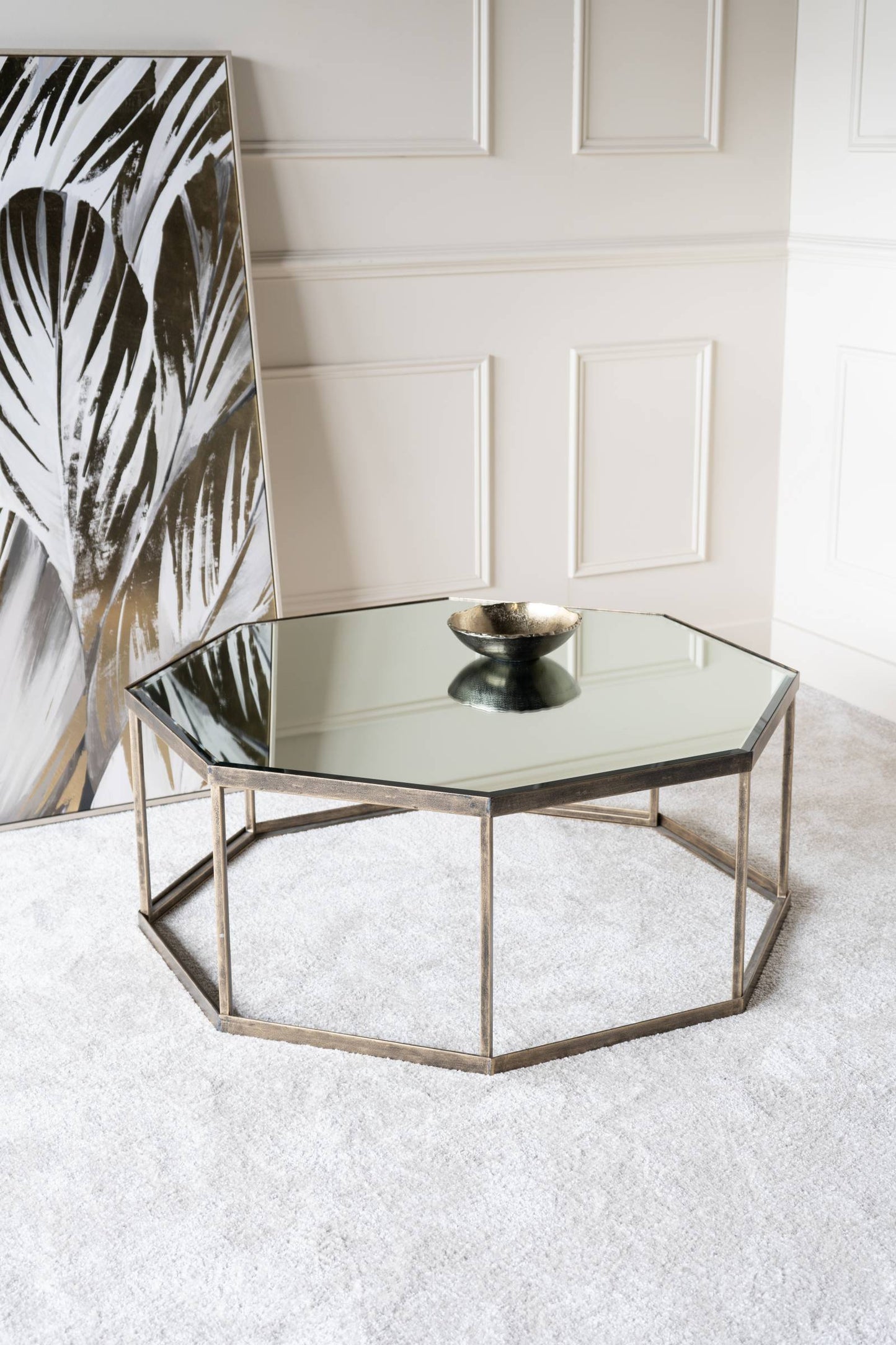 Occtaine Antique Gold Octagonal Coffee Table