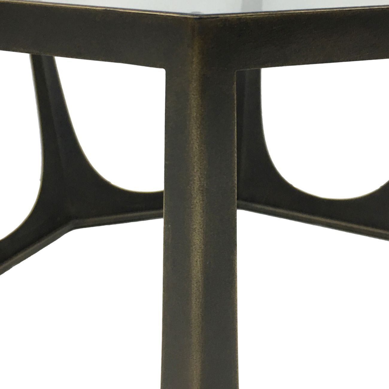 Table Basse Catalane en Bronze Doré et Plateau en Verre