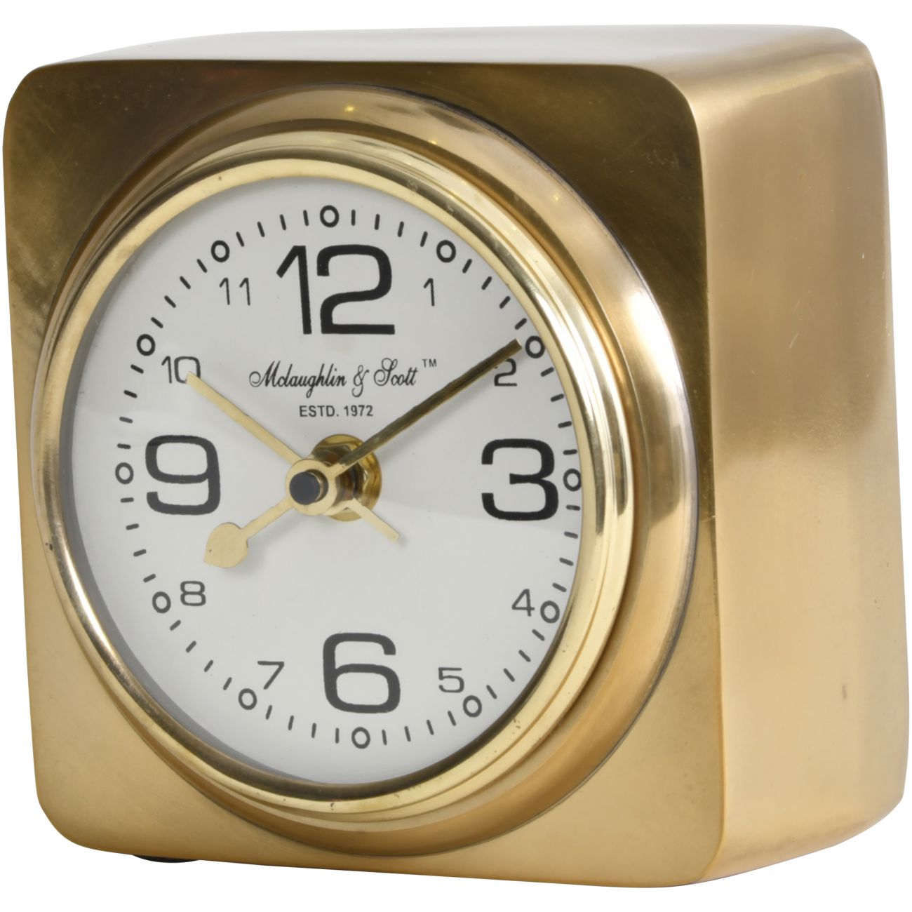 Thompson Solid Aluminium Gold Square Carriage Mentel Clock