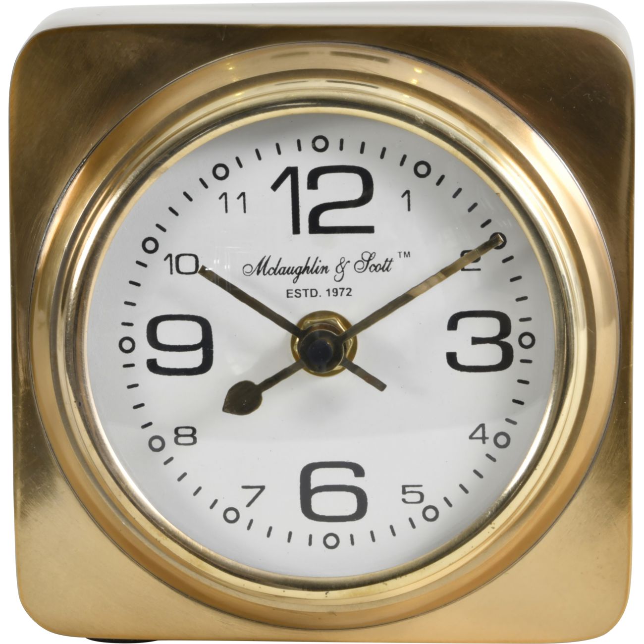 Thompson Solid Aluminium Gold Square Carriage Mentel Clock