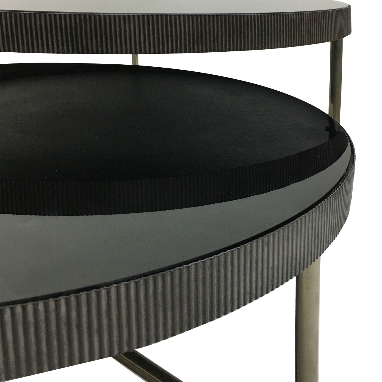 Table basse ronde Knightsbridge avec verre teinté noir