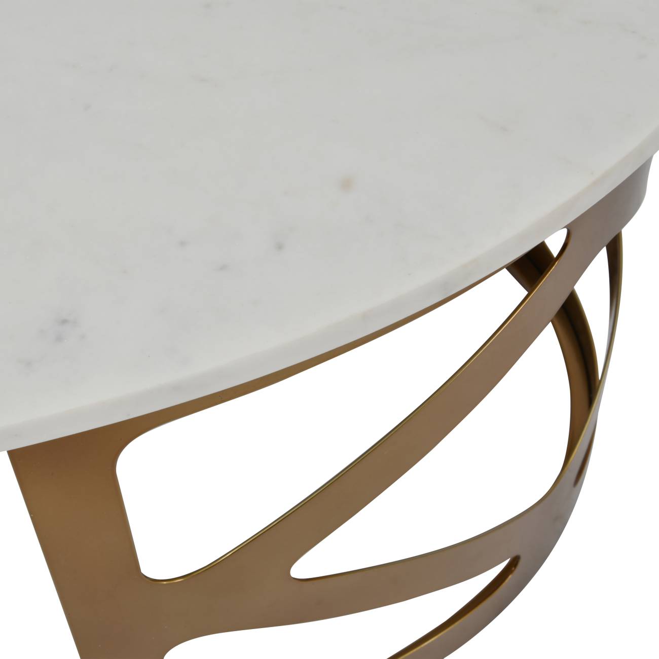 Table basse Metropolitan finition bronze satiné et marbre blanc cassé
