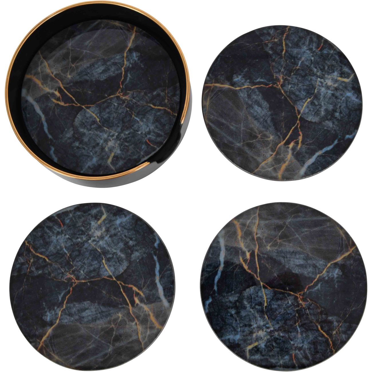 Black and Gold Set of 4 Coasters