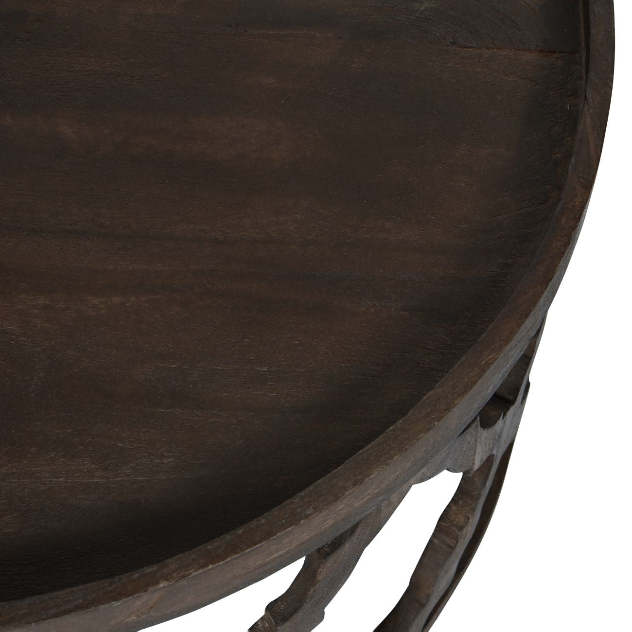 Kielder Solid Carved Wooden Coffee Table in Dark Brown