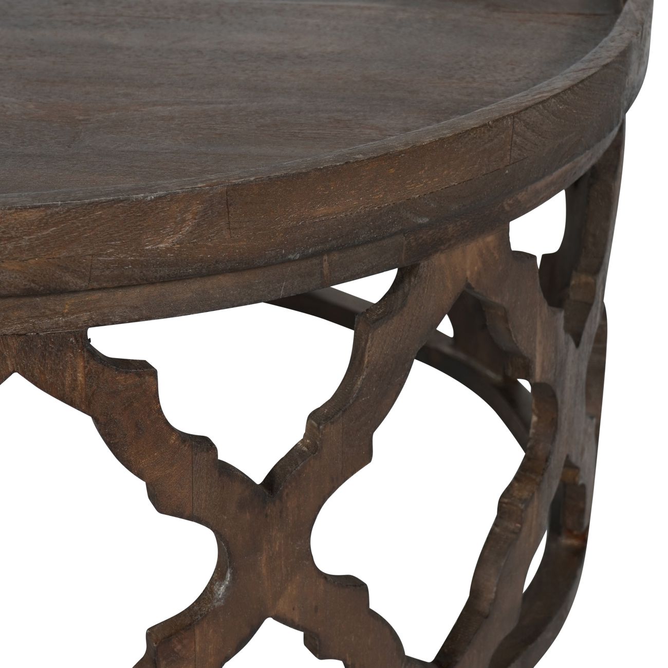 Table basse en bois sculpté massif Kielder en brun foncé