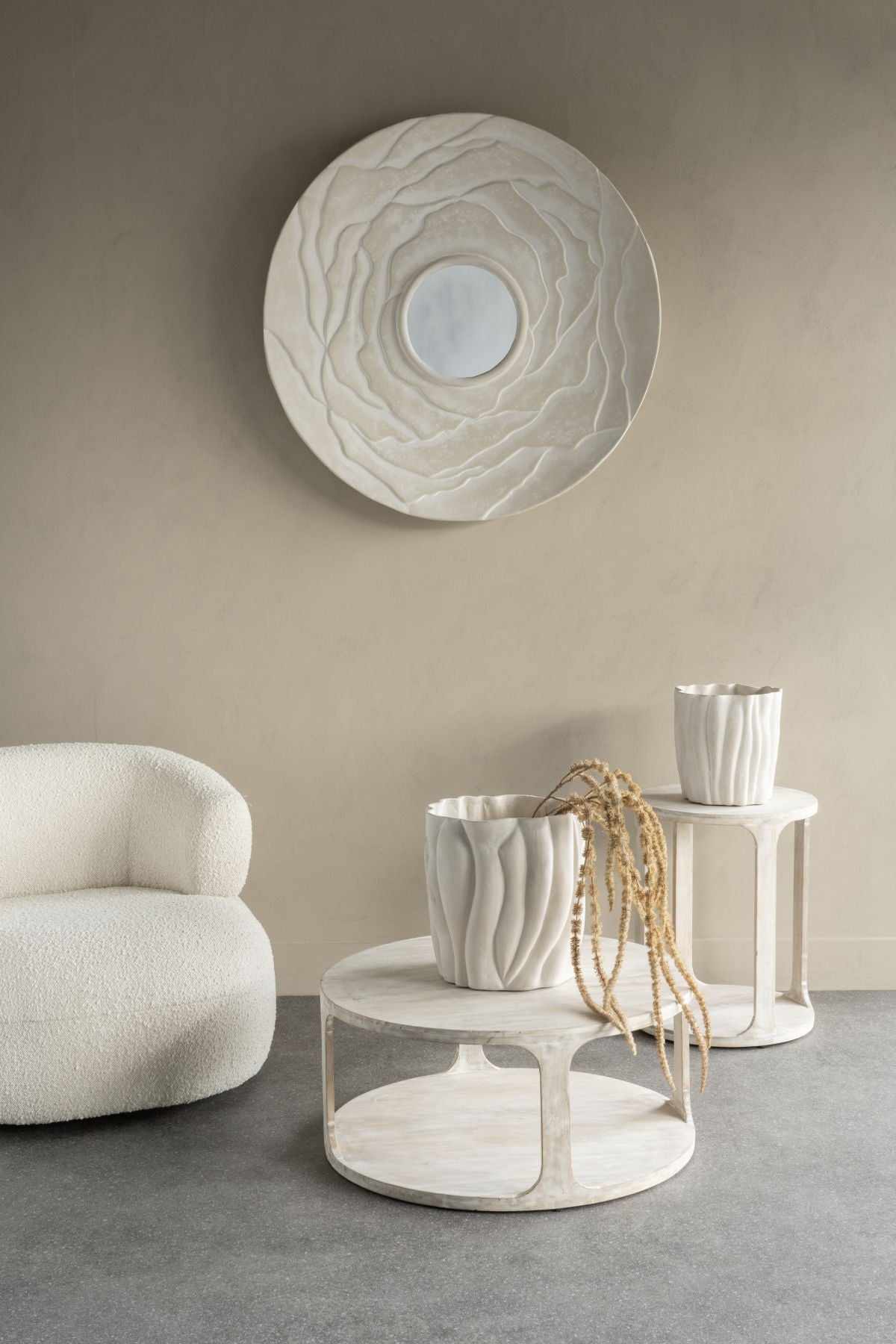 Beadnell Solid Carved Wooden Coffee Table in Whitewash Finish