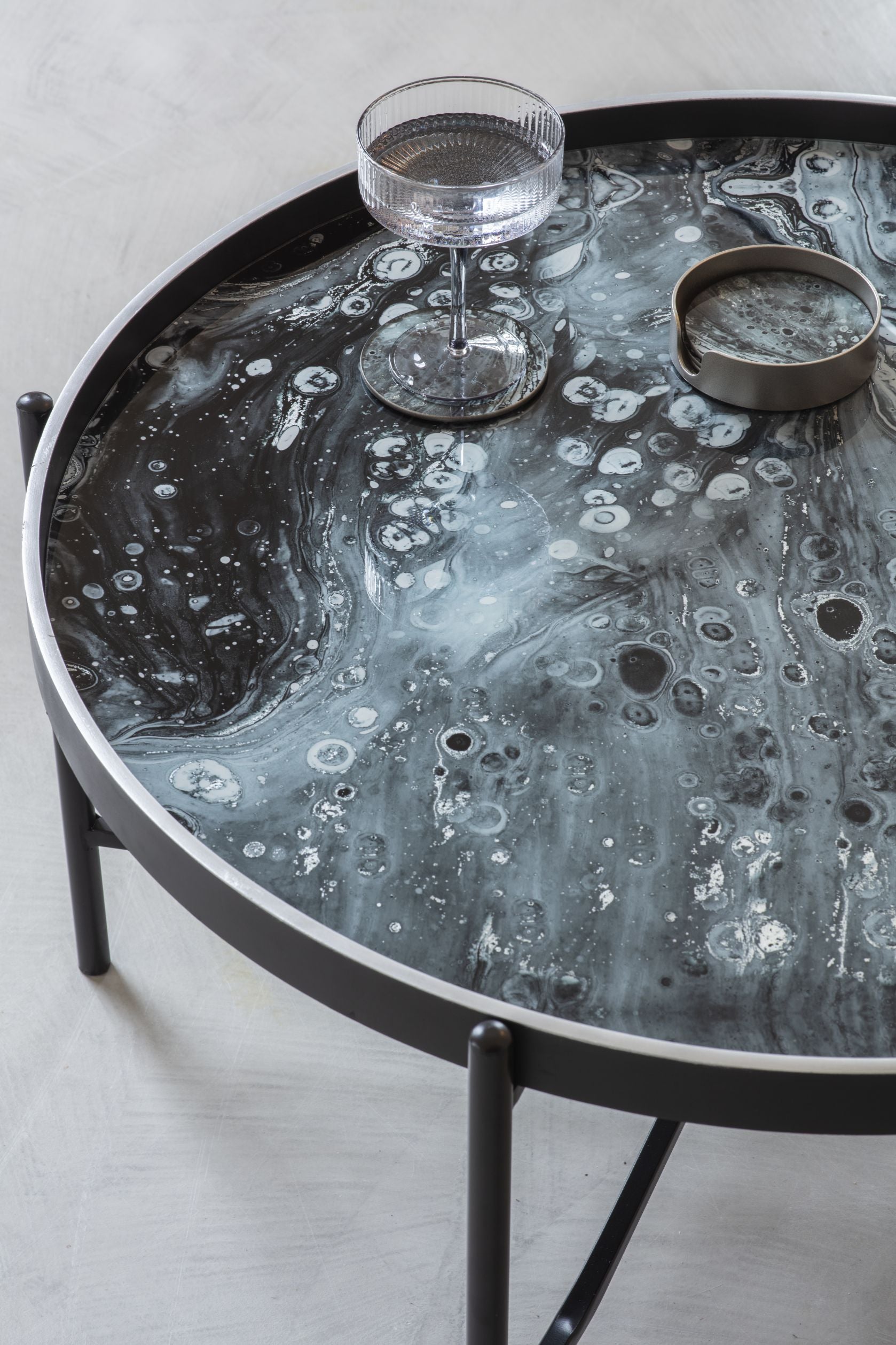 Monochrome Swirl Coffee Tray Table