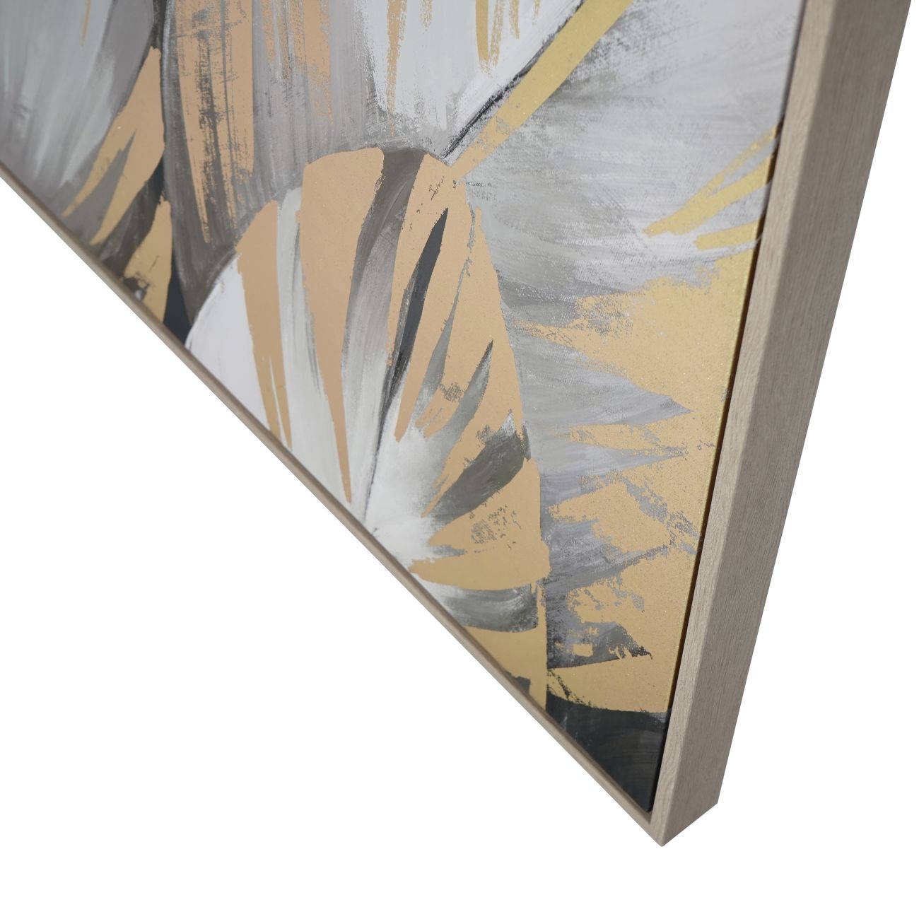 Grey Feather Foiled Framed Canvas 140x100cm