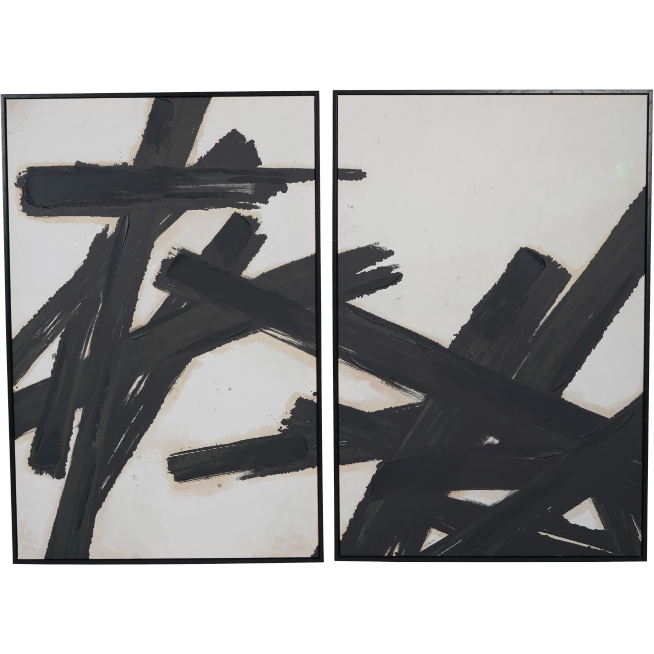 Set of 2 Hand Painted Bush Stroke Wall Art