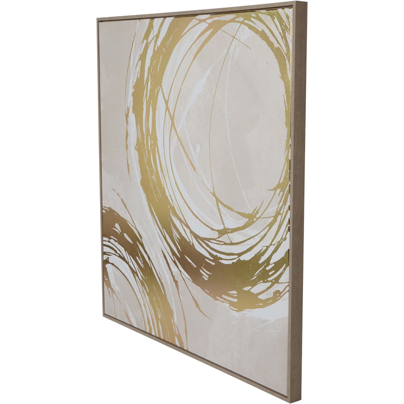 Golden Foiled Circles Framed Canvas
