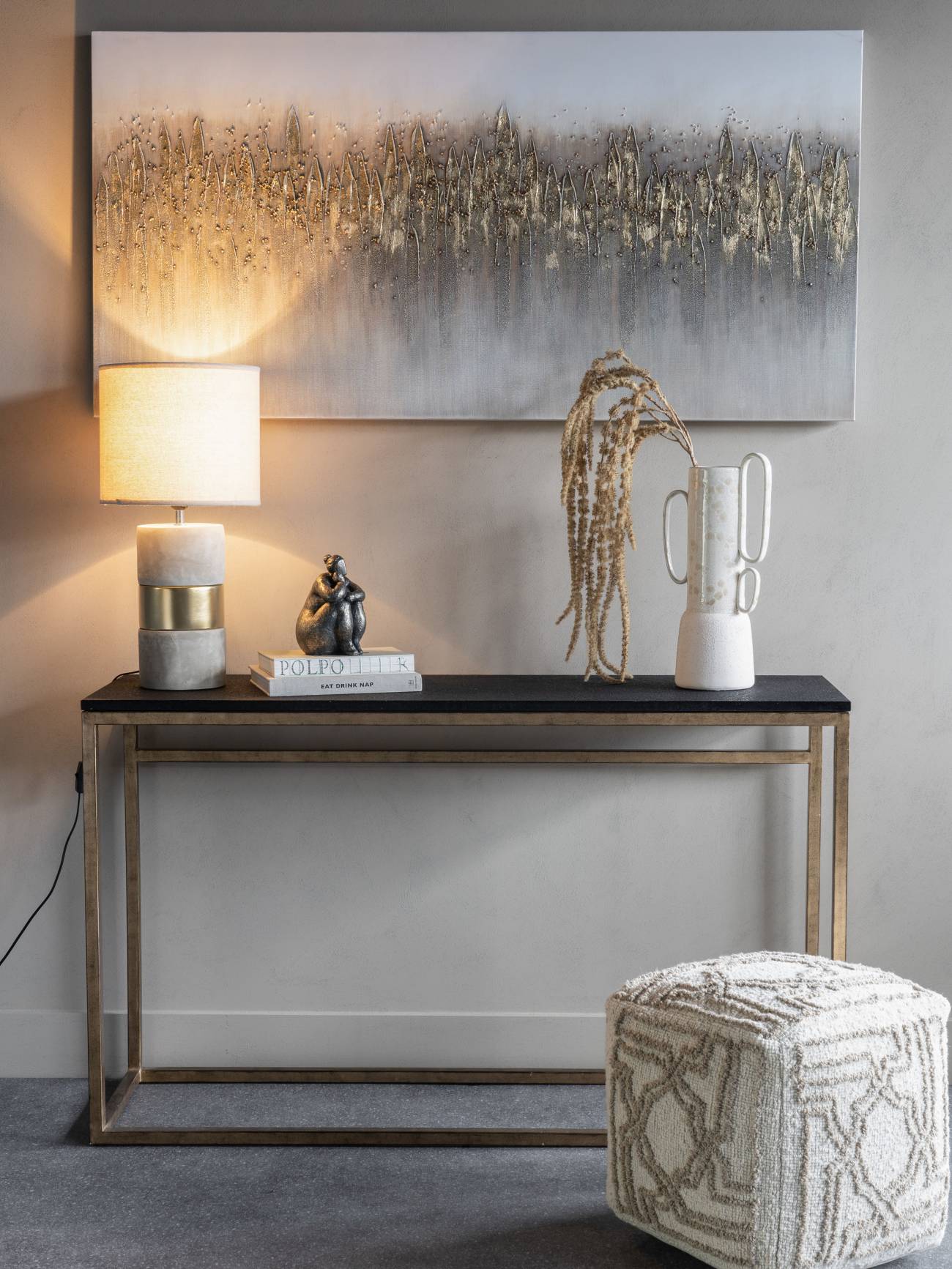 Abstract Golden Reeds Canvas 150x75cm