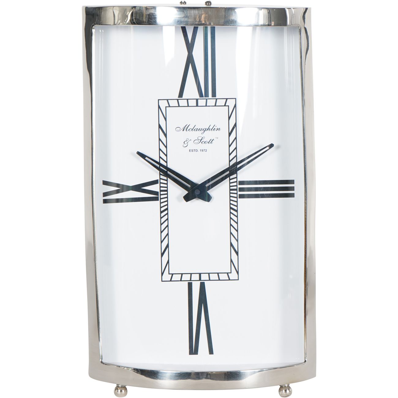 Johnson Kleine Kaminuhr, Nickel-Finish, 37 cm