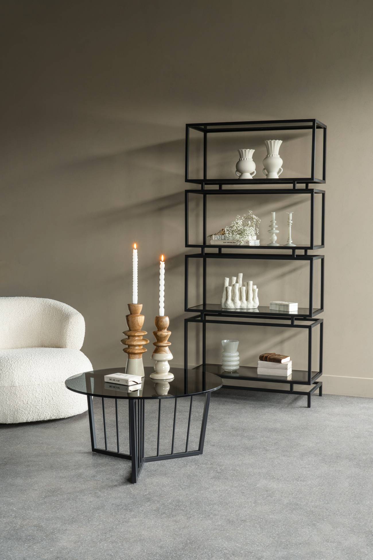Abington Black Frame and Tinted Glass Large Display Unit