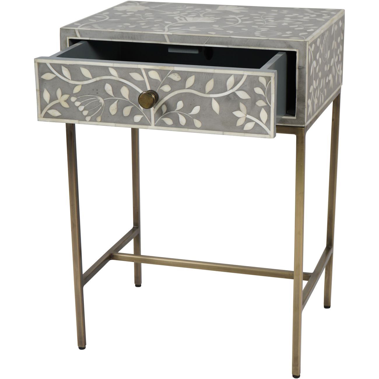 Wiener Antik-Goldatlas-Couchtisch mit Tablett