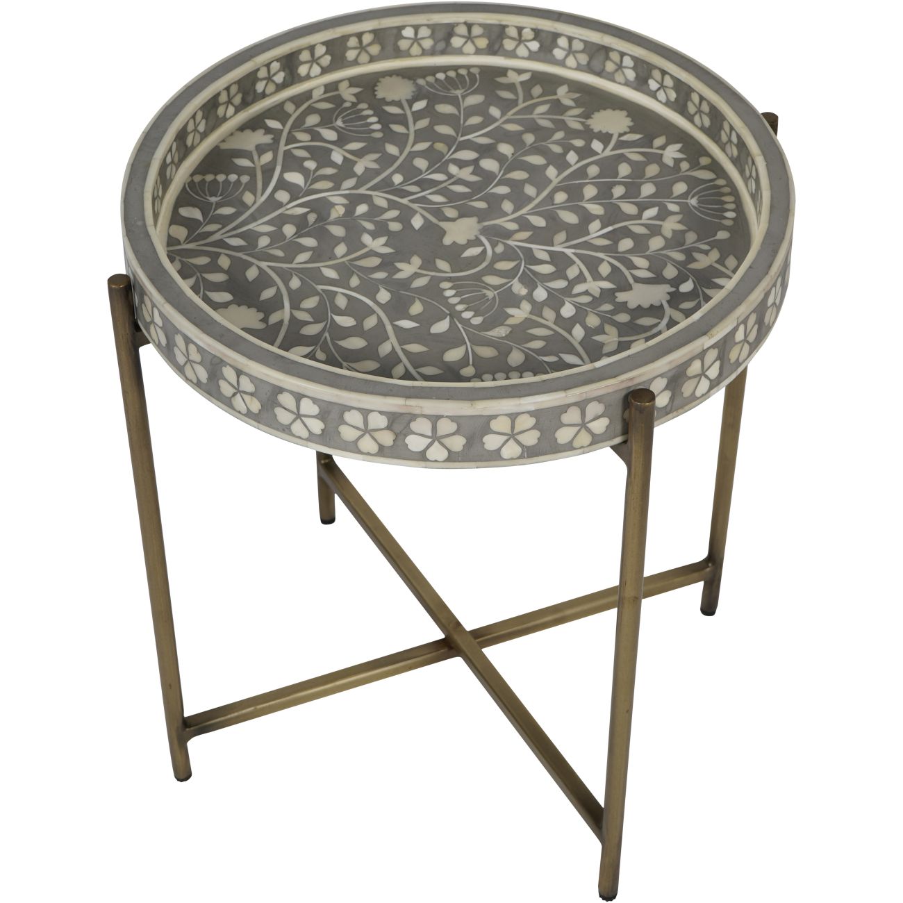 Wiener Antik-Goldatlas-Couchtisch mit Tablett