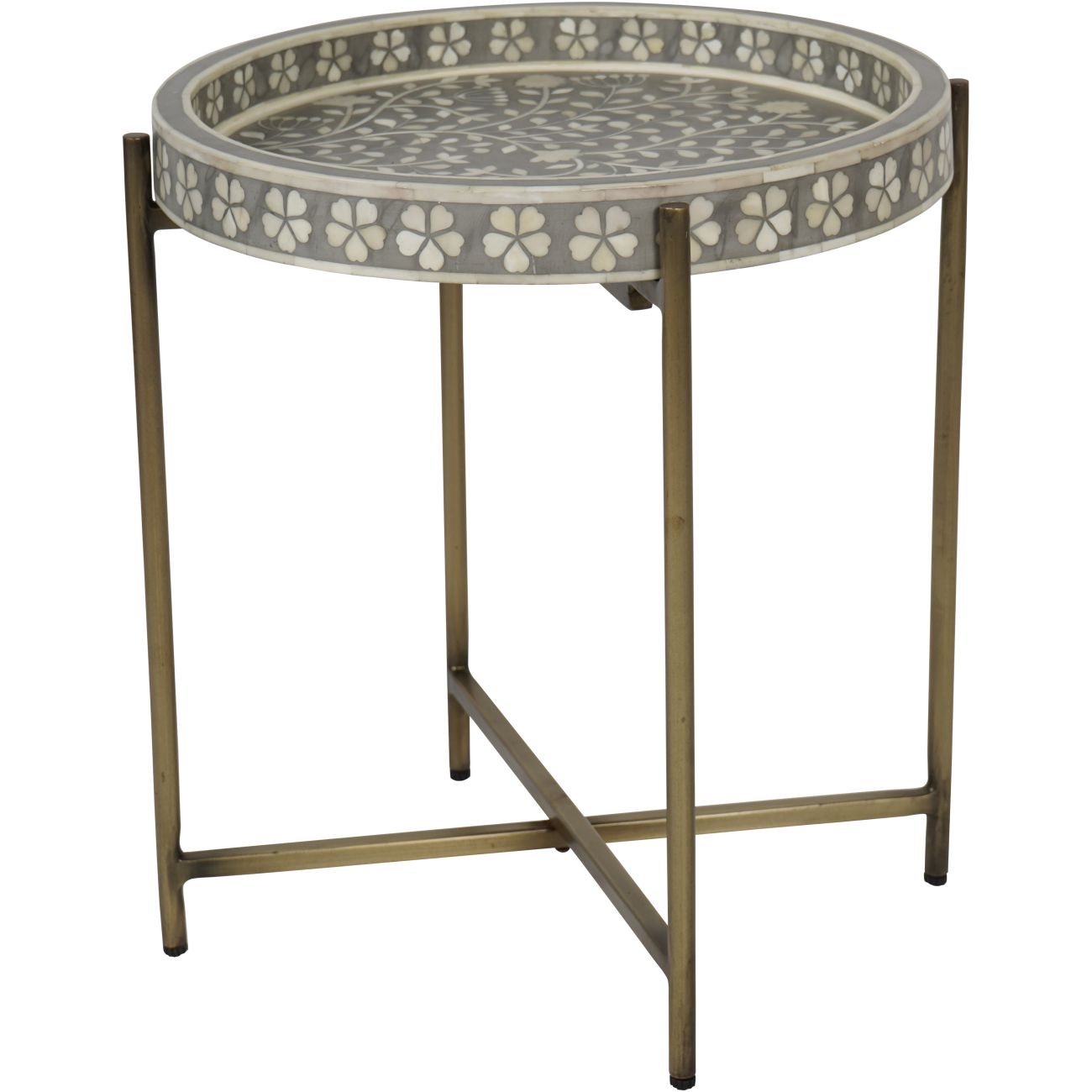 Wiener Antik-Goldatlas-Couchtisch mit Tablett