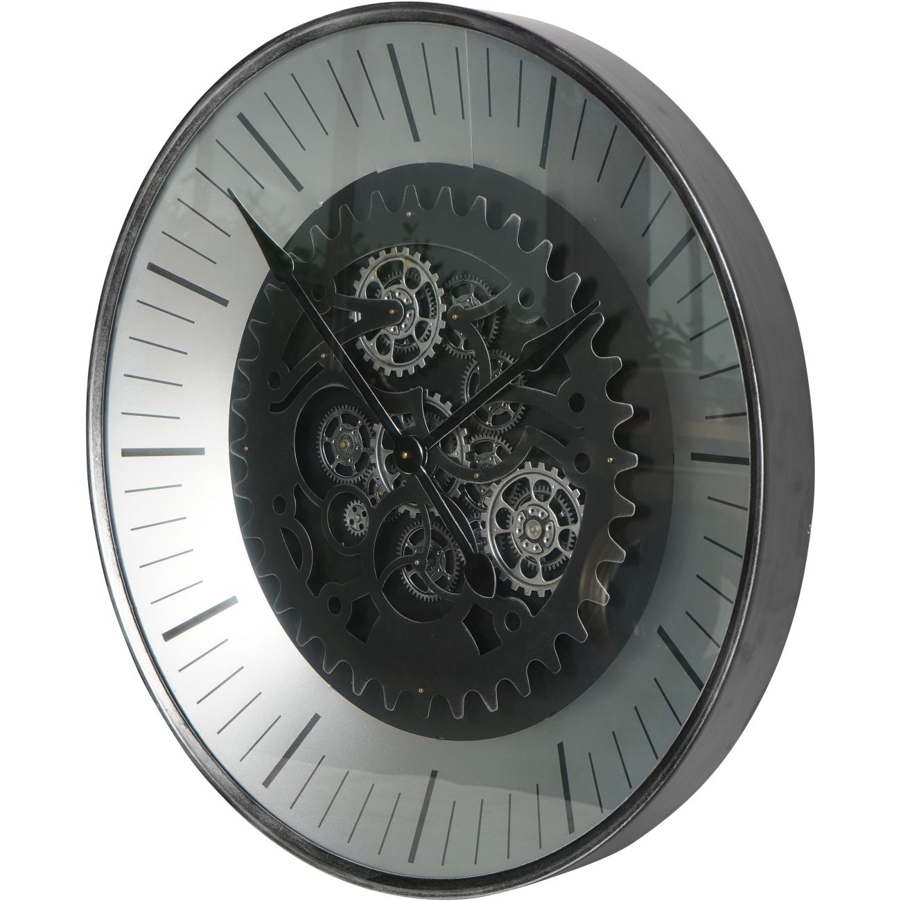 Black Nickel Wall Clock with moving Dials 80cm