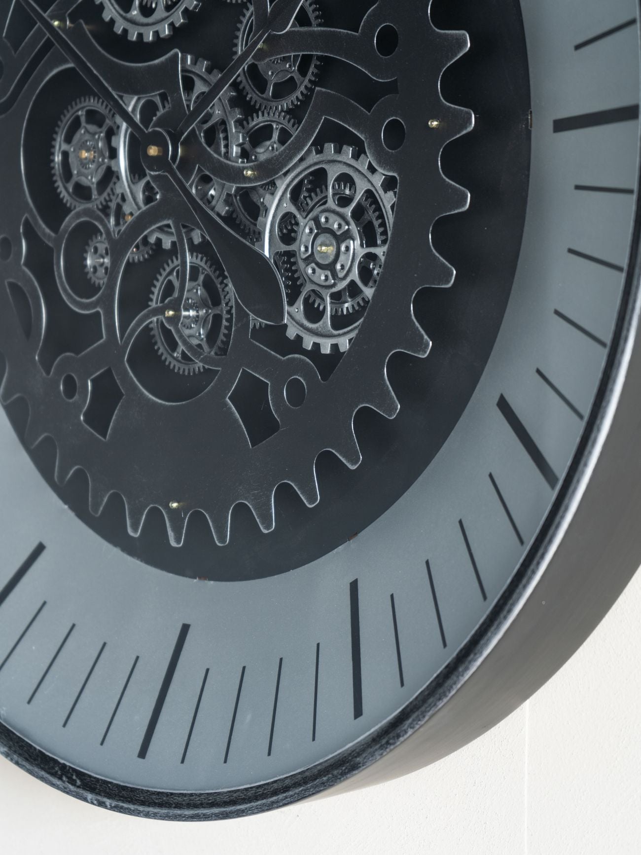 Black Nickel Wall Clock with moving Dials 80cm