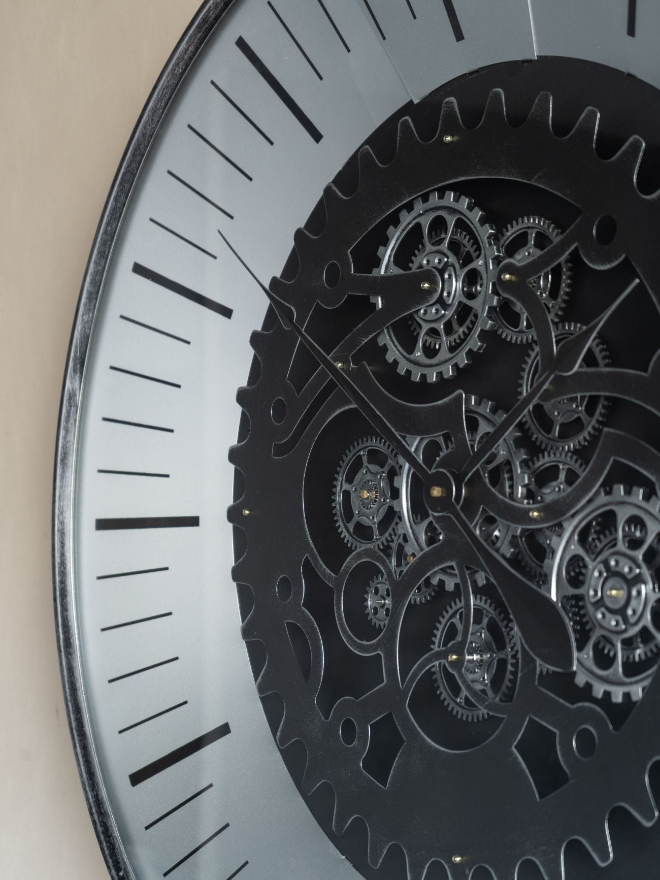 Black Nickel Wall Clock with moving Dials 80cm
