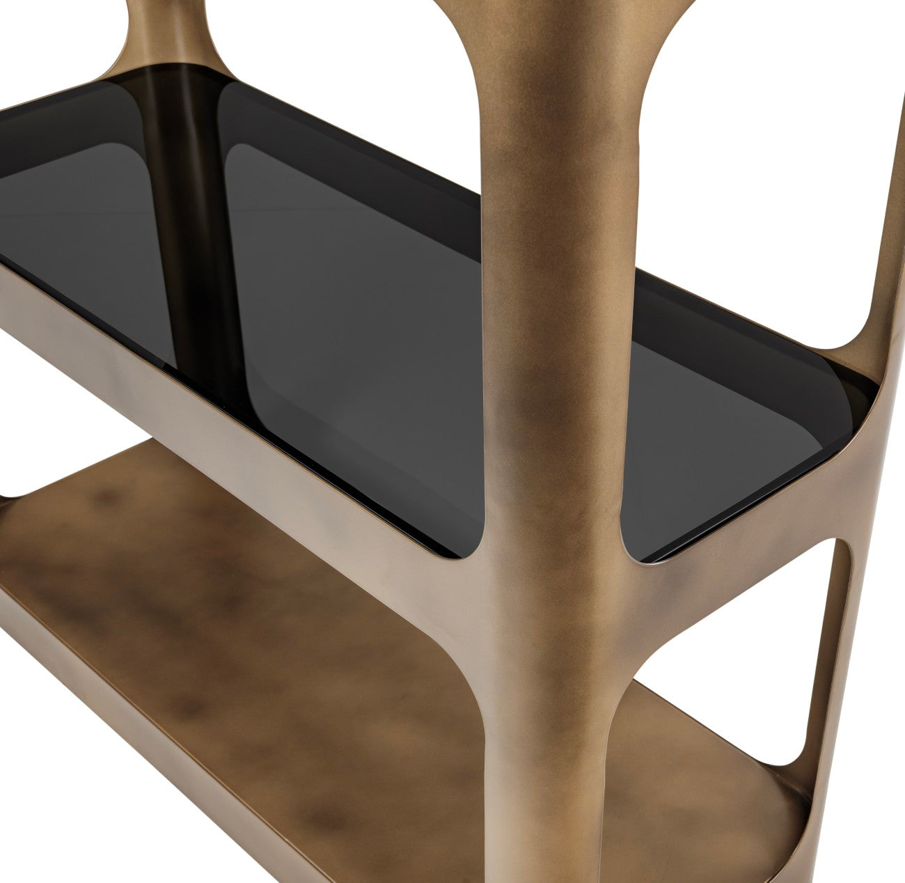 Gold Metal and Glass Shelving Unit