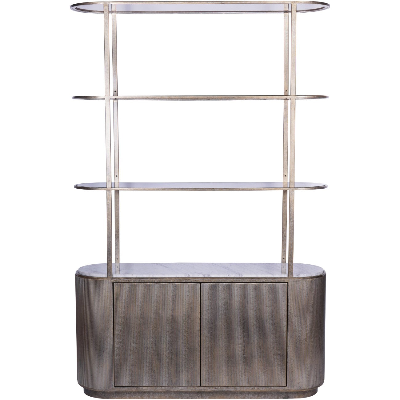 Aged Gold Shelving Unit With Storage