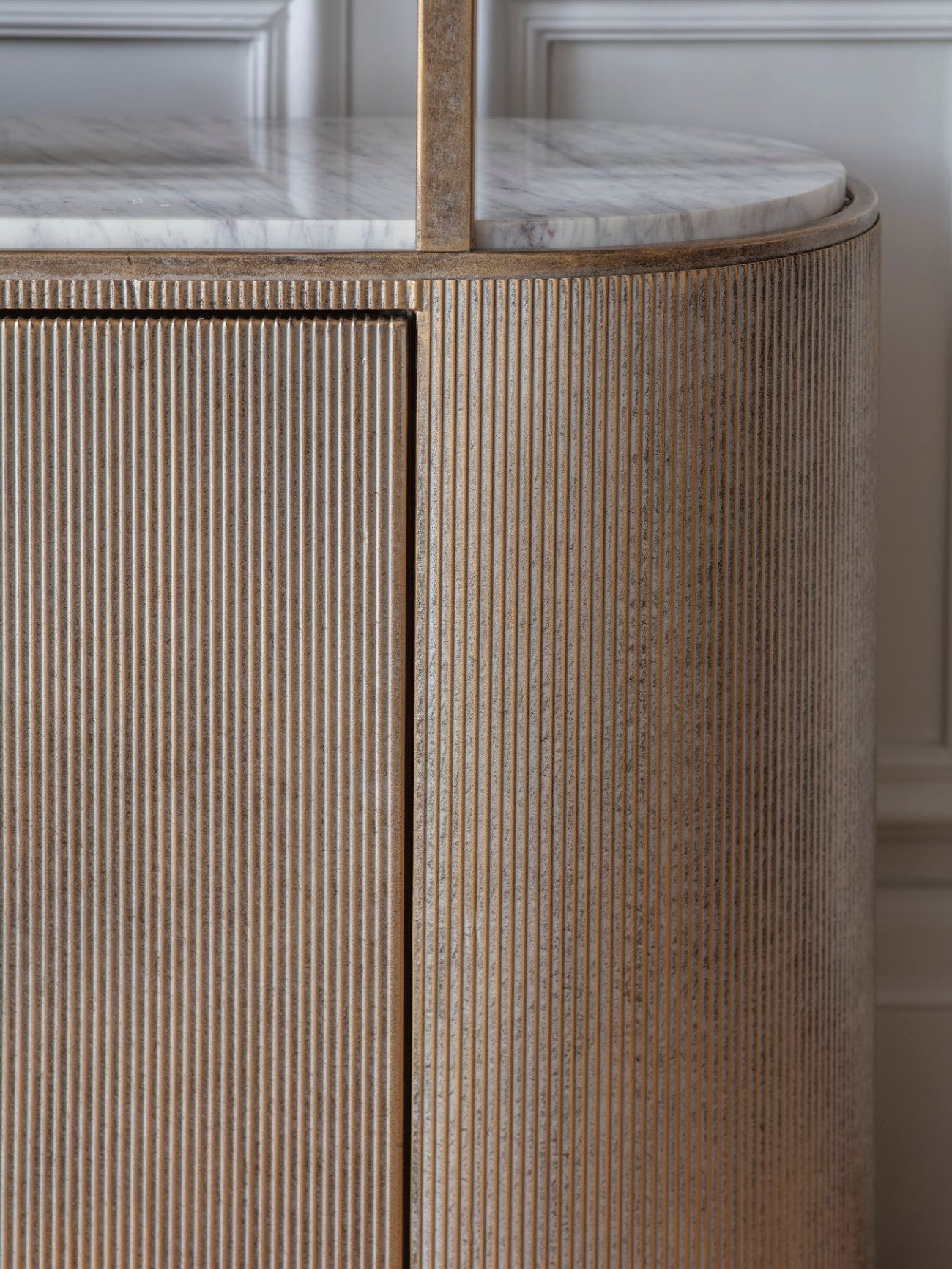 Aged Gold Shelving Unit With Storage