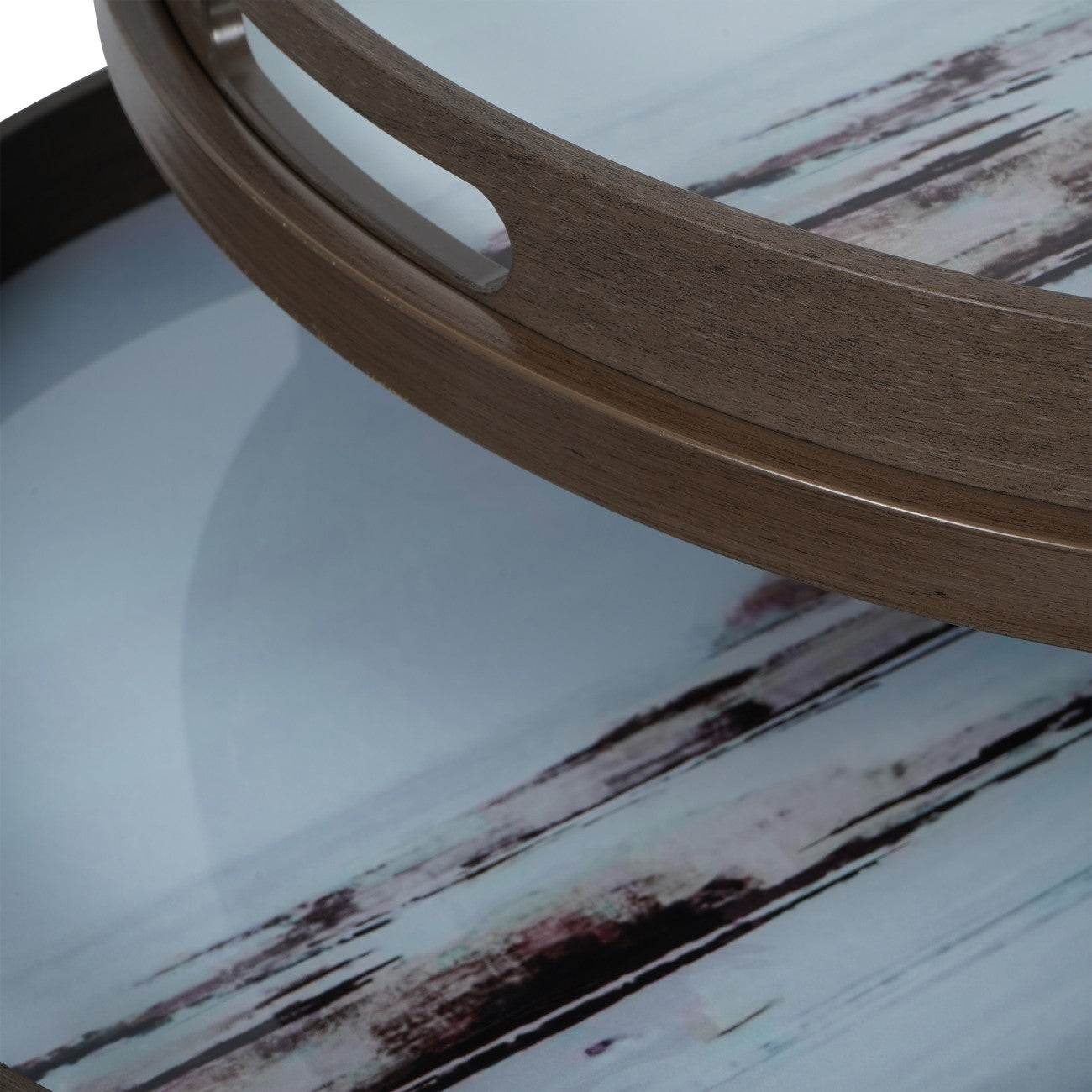 Monochromes Swirl-Set mit 2 Beistelltischen