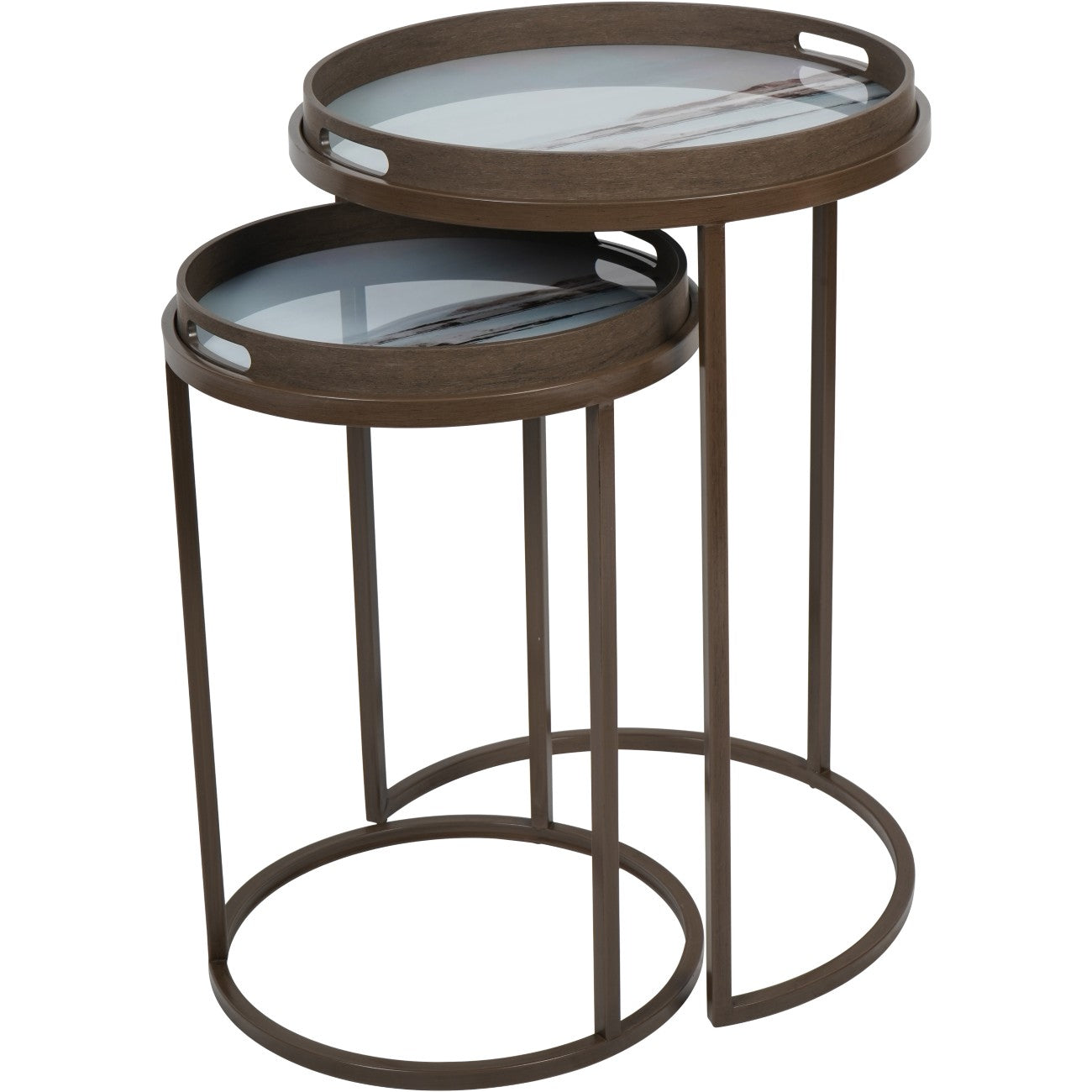 Monochromes Swirl-Set mit 2 Beistelltischen