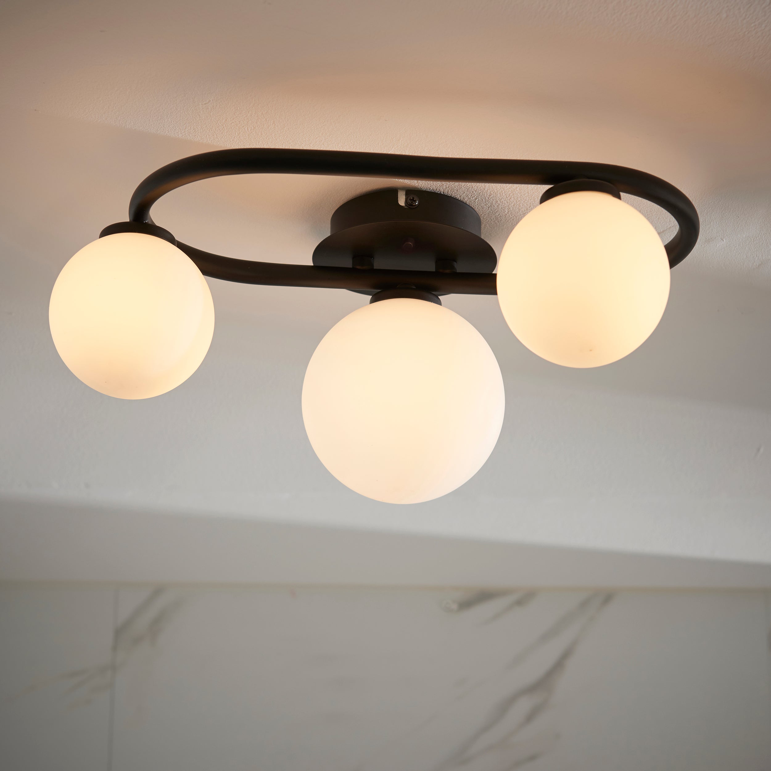 3 Light Semi Flush Bathroom Black