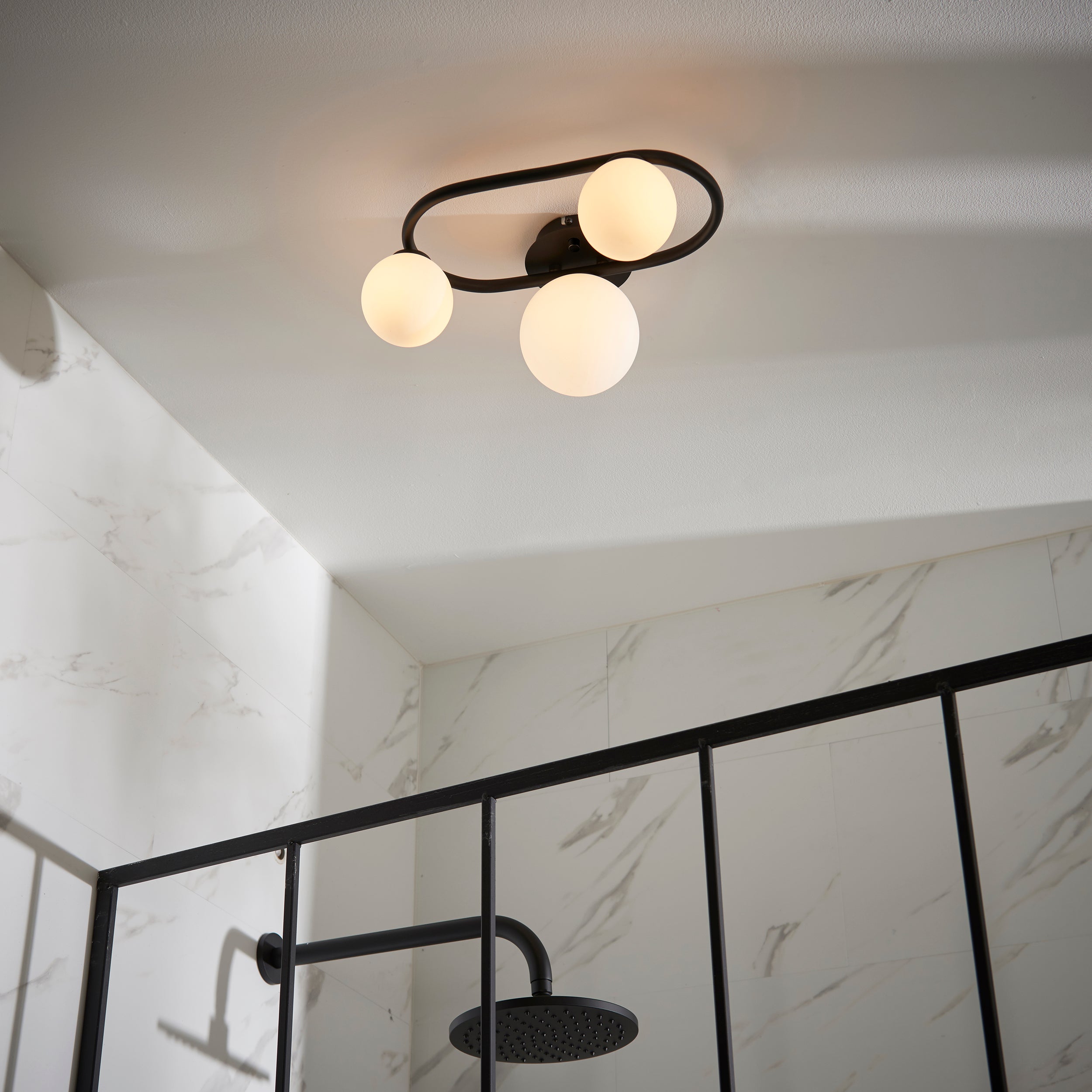 3 Light Semi Flush Bathroom Black